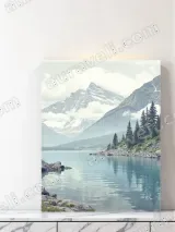 Mountain Lake Landscape Canvas Wall Art for Living Room Home Decor – view 3