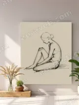 Seated Woman Sketch Canvas Wall Art for Living Room & Bedroom Decor – вид 4