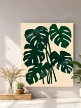 Monstera Leaves Canvas Wall Art - Tropical Home Decor for Living Room and Bedroom – view 3
