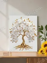 Golden Blossom Tree Canvas Wall Art for Living Room Bedroom Home Decor