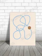 Abstract Blue Line & Brown Dot Canvas Wall Art for Living Room Home Decor – вид 3