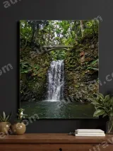 Nature Waterfall Forest Bridge Canvas Wall Art for Home Decor