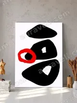 Abstract Black Red Shapes Canvas Wall Art for Living Room Home Decor