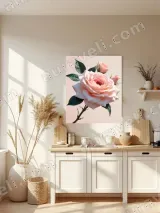 Peach Rose Floral Canvas Wall Art for Bedroom & Living Room Home Decor – view 3