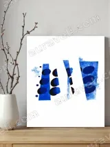 Abstract Blue & Black Geometric Canvas Wall Art for Living Room Decor