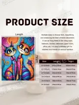 Colorful Whimsical Cats Canvas Wall Art for Living Room Home Decor – вид 7