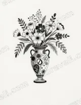 Monochrome Floral Vase Canvas Wall Art for Bedroom & Living Room Decor wall art print