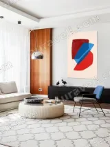 Abstract Geometric Red Blue Canvas Wall Art for Living Room Home Decor – view 5