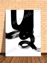 Abstract Black White Brushstroke Canvas Wall Art for Living Room Home Decor – view 2