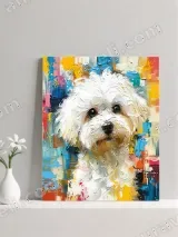Colorful Abstract White Puppy Canvas Wall Art for Home Decor – вид 3
