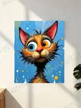Whimsical Cartoon Cat Canvas Wall Art for Living Room Home Decor – view 2