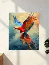 Colorful Macaw Parrot Canvas Wall Art for Living Room Decor