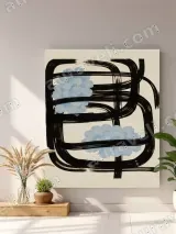 Abstract Blue Floral Canvas Wall Art for Living Room Bedroom Home Decor – view 4