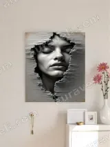 Surreal Textured Face Canvas Wall Art for Living Room Home Decor – вид 3