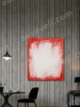Abstract Red & White Textured Canvas Wall Art for Home Decor – view 2