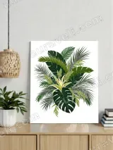 Tropical Monstera & Palm Leaves Canvas Wall Art for Living Room Bedroom Home Decor – view 3