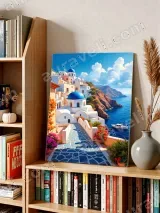Santorini Coastal Village Canvas Wall Art Mediterranean Home Decor – view 4