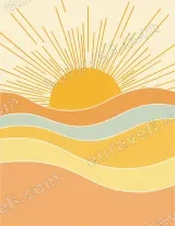 Boho Sun & Wavy Layers Canvas Wall Art for Living Room Home Decor wall art print
