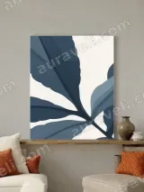 Blue Botanical Leaf Canvas Wall Art for Living Room Home Decor – view 4