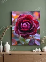 Dewy Red Rose Floral Canvas Wall Art for Living Room Bedroom Home Decor