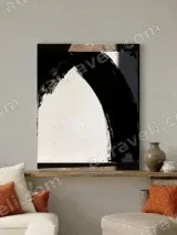 Abstract Black & White Arch Canvas Wall Art for Living Room Home Decor – view 3