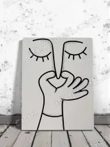 Minimalist Hand & Face Line Art Canvas Wall Art for Living Room Home Decor