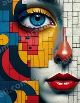 Abstract Geometric Face Canvas Wall Art for Living Room Home Decor wall art print