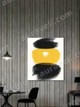 Abstract Black Yellow Brushstroke Canvas Wall Art for Living Room Decor – view 2