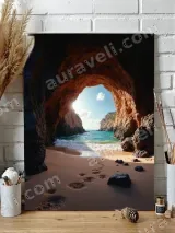 Beach Cave Ocean Canvas Wall Art for Living Room Home Decor