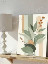 Abstract Botanical Leaves & Berries Canvas Wall Art for Home Decor – view 4