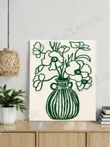 Green Floral Vase Canvas Wall Art for Living Room Home Decor – view 2