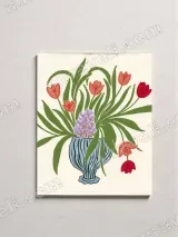Floral Tulip & Hyacinth Vase Canvas Wall Art for Living Room Home Decor – view 2