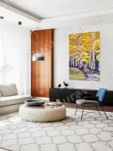 Autumn Aspen Forest Pathway Canvas Wall Art for Living Room Home Decor – view 5