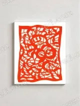 Red Abstract Paper - Cut Canvas Wall Art for Living Room Home Decor – вид 2