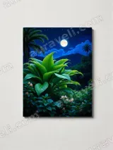 Moonlit Tropical Jungle Canvas Wall Art with Foliage & Palms for Living Room Bedroom Home Decor – вид 3