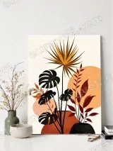 Abstract Tropical Botanical Plants Canvas Wall Art for Living Room Home Decor
