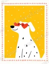 Cute Spotty Dog with Heart Glasses Canvas Wall Art for Living Room Decor living room wall art for modern home decor