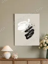 Abstract Black & White Brushstroke Canvas Wall Art for Living Room Home Decor – view 4
