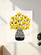 Yellow Floral in Polka Dot Vase Canvas Wall Art for Living Room Home Decor – view 2