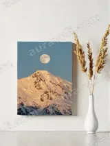 Sunlit Snowy Mountain & Full Moon Canvas Wall Art for Home Decor – view 4