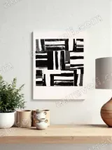 Abstract Black White Geometric Canvas Wall Art for Living Room Decor – view 4
