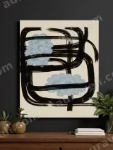 Abstract Blue Floral Canvas Wall Art for Living Room Bedroom Home Decor