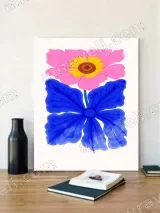 Bold Pink Blue Floral Canvas Wall Art for Living Room Bedroom Home Decor – view 4