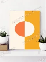 Abstract Color - Blocked Oval Canvas Wall Art for Living Room Decor