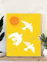 White Doves Sunny Yellow Canvas Wall Art for Living Room Home Decor