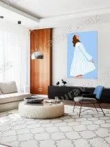 Minimalist Woman in Striped Dress Canvas Wall Art for Bedroom Home Decor – view 5