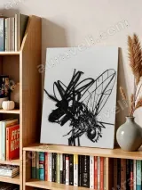 Detailed Black Ink Fly Insect Canvas Wall Art for Home Decor – вид 4