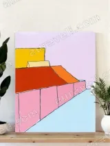 Minimalist Geometric Bed Canvas Wall Art for Bedroom Home Decor
