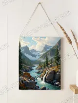 Scenic Mountain River Deer Canvas Wall Art for Living Room Home Decor – view 2