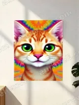 Psychedelic Rainbow Cat Canvas Wall Art for Living Room Bedroom Decor – вид 2